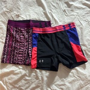 Under Armour Women's Pink and Black Shorts Duo